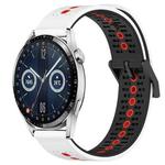 For Huawei Watch GT3 42mm 20mm Tricolor Breathable Silicone Watch Band(White+Black+Red)