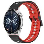 For Huawei Watch GT3 42mm 20mm Tricolor Breathable Silicone Watch Band(Black+Red+White)