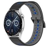For Huawei Watch GT3 42mm 20mm Tricolor Breathable Silicone Watch Band(Black+Grey+Blue)