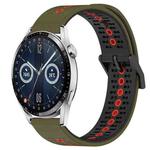For Huawei Watch GT3 42mm 20mm Tricolor Breathable Silicone Watch Band(Armygreen+Red)