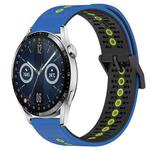 For Huawei Watch GT3 42mm 20mm Tricolor Breathable Silicone Watch Band(Blue+Black+Lime)