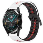 For Huawei Watch GT2 42mm 20mm Tricolor Breathable Silicone Watch Band(White+Black+Red)