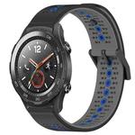 For Huawei Watch 2 20mm Tricolor Breathable Silicone Watch Band(Black+Grey+Blue)