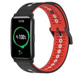 For Honor Watch ES 20mm Tricolor Breathable Silicone Watch Band(Black+Red+White)