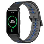 For Honor Watch ES 20mm Tricolor Breathable Silicone Watch Band(Black+Grey+Blue)