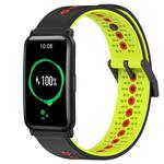 For Honor Watch ES 20mm Tricolor Breathable Silicone Watch Band(Black+Lime+Red)