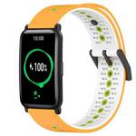 For Honor Watch ES 20mm Tricolor Breathable Silicone Watch Band(Yellow+White+Lime)