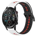 For Honor Magic Watch2 42mm 20mm Tricolor Breathable Silicone Watch Band(White+Black+Red)