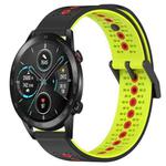 For Honor Magic Watch2 42mm 20mm Tricolor Breathable Silicone Watch Band(Black+Lime+Red)