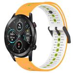 For Honor Magic Watch2 42mm 20mm Tricolor Breathable Silicone Watch Band(Yellow+White+Lime)