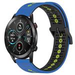 For Honor Magic Watch2 42mm 20mm Tricolor Breathable Silicone Watch Band(Blue+Black+Lime)