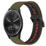 For Garmin Vivomove Sport 20mm Tricolor Breathable Silicone Watch Band(Armygreen+Red)