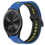 For Garmin Vivomove Sport 20mm Tricolor Breathable Silicone Watch Band(Blue+Black+Lime)