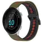 For Garmin Forerunner 55 20mm Tricolor Breathable Silicone Watch Band(Armygreen+Red)