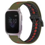 For Garmin Venu SQ 20mm Tricolor Breathable Silicone Watch Band(Armygreen+Red)