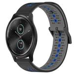 For Garmin Garminmove Style 20mm Tricolor Breathable Silicone Watch Band(Black+Grey+Blue)
