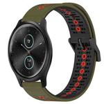 For Garmin Garminmove Style 20mm Tricolor Breathable Silicone Watch Band(Armygreen+Red)