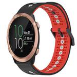 For Garmin Forerunner 645 Music 20mm Tricolor Breathable Silicone Watch Band(Black+Red+White)