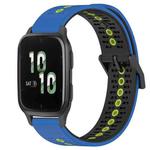 For Garmin Forerunner Sq2 20mm Tricolor Breathable Silicone Watch Band(Blue+Black+Lime)