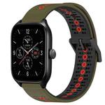 For Amazfit GTS 4 20mm Tricolor Breathable Silicone Watch Band(Army Green+Red)