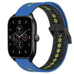 For Amazfit GTS 4 20mm Tricolor Breathable Silicone Watch Band(Blue+Black+Lime)