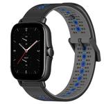 For Amazfit GTS 2E 20mm Tricolor Breathable Silicone Watch Band(Black+Grey+Blue)