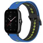 For Amazfit GTS 2E 20mm Tricolor Breathable Silicone Watch Band(Blue+Black+Lime)