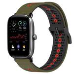 For Amazfit GTS 2 Mini 20mm Tricolor Breathable Silicone Watch Band(Army Green+Red)