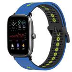 For Amazfit GTS 2 Mini 20mm Tricolor Breathable Silicone Watch Band(Blue+Black+Lime)