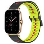 For Amazfit GTS 2 20mm Tricolor Breathable Silicone Watch Band(Black+Lime+Red)