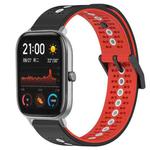 For Amazfit GTS 20mm Tricolor Breathable Silicone Watch Band(Black+Red+White)