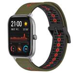 For Amazfit GTS 20mm Tricolor Breathable Silicone Watch Band(Army Green+Red)