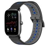 For Amazfit GTS 4 Mini 20mm Tricolor Breathable Silicone Watch Band(Black+Grey+Blue)