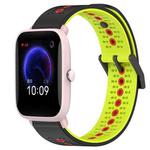 For Amazfit Pop Pro 20mm Tricolor Breathable Silicone Watch Band(Black+Lime+Red)