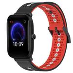 For Amazfit Pop 20mm Tricolor Breathable Silicone Watch Band(Black+Red+White)
