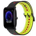 For Amazfit Pop 20mm Tricolor Breathable Silicone Watch Band(Black+Lime+Red)