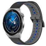 For Huawei Watch GT3 Pro 46mm 22mm Tricolor Breathable Silicone Watch Band(Black+Grey+Blue)