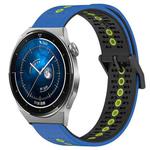 For Huawei Watch GT3 Pro 46mm 22mm Tricolor Breathable Silicone Watch Band(Blue+Black+Lime)