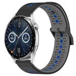 For Huawei Watch GT3 46mm 22mm Tricolor Breathable Silicone Watch Band(Black+Grey+Blue)