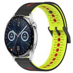 For Huawei Watch GT3 46mm 22mm Tricolor Breathable Silicone Watch Band(Black+Lime+Red)