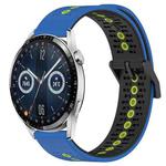 For Huawei Watch GT3 46mm 22mm Tricolor Breathable Silicone Watch Band(Blue+Black+Lime)