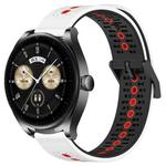 For Huawei Watch Buds 22mm Tricolor Breathable Silicone Watch Band(White+Black+Red)