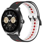 For Huawei Watch Buds 22mm Tricolor Breathable Silicone Watch Band(Black+White+Red)