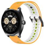 For Huawei Watch Buds 22mm Tricolor Breathable Silicone Watch Band(Yellow+White+Lime)
