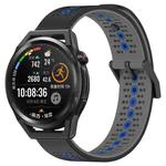 For Huawei Watch GT Runner 22mm Tricolor Breathable Silicone Watch Band(Black+Grey+Blue)