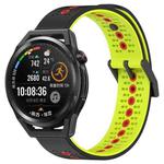 For Huawei Watch GT Runner 22mm Tricolor Breathable Silicone Watch Band(Black+Lime+Red)