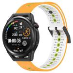 For Huawei Watch GT Runner 22mm Tricolor Breathable Silicone Watch Band(Yellow+White+Lime)