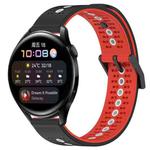 For Huawei Watch 3 22mm Tricolor Breathable Silicone Watch Band(Black+Red+White)