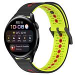 For Huawei Watch 3 22mm Tricolor Breathable Silicone Watch Band(Black+Lime+Red)
