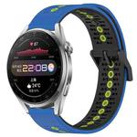 For Huawei Watch 3 Pro 22mm Tricolor Breathable Silicone Watch Band(Blue+Black+Lime)